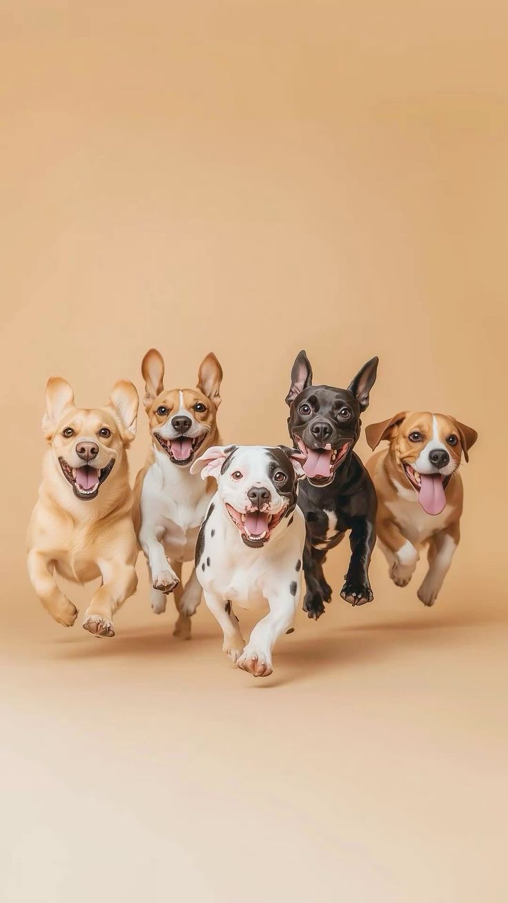 Happy dogs running free